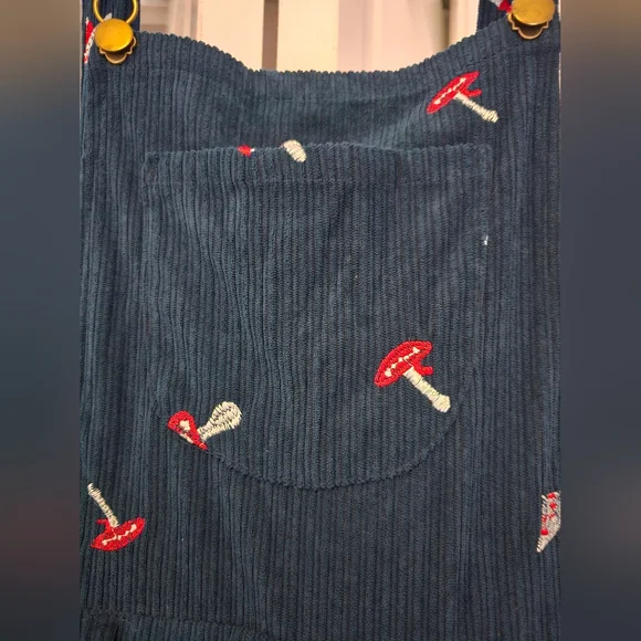 Blue Corduroy Mushroom Overalls - Picture 5 of 5